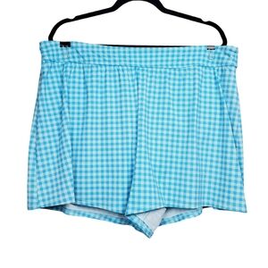 Lands End Womens Blue Gingham Swim Shorts Size 18W